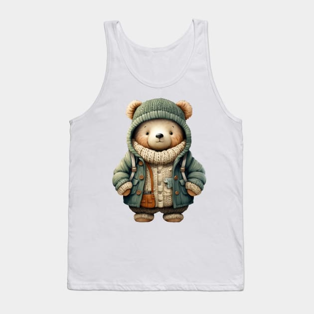 Whimsical Green Christmas Bear Tank Top by Chromatic Fusion Studio